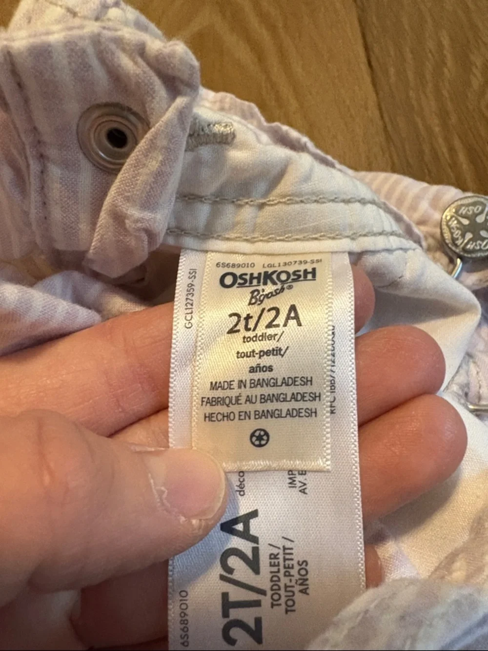 OshKosh B'gosh 2T Light Pink/Purple White Striped Floral Short Overalls Cotton